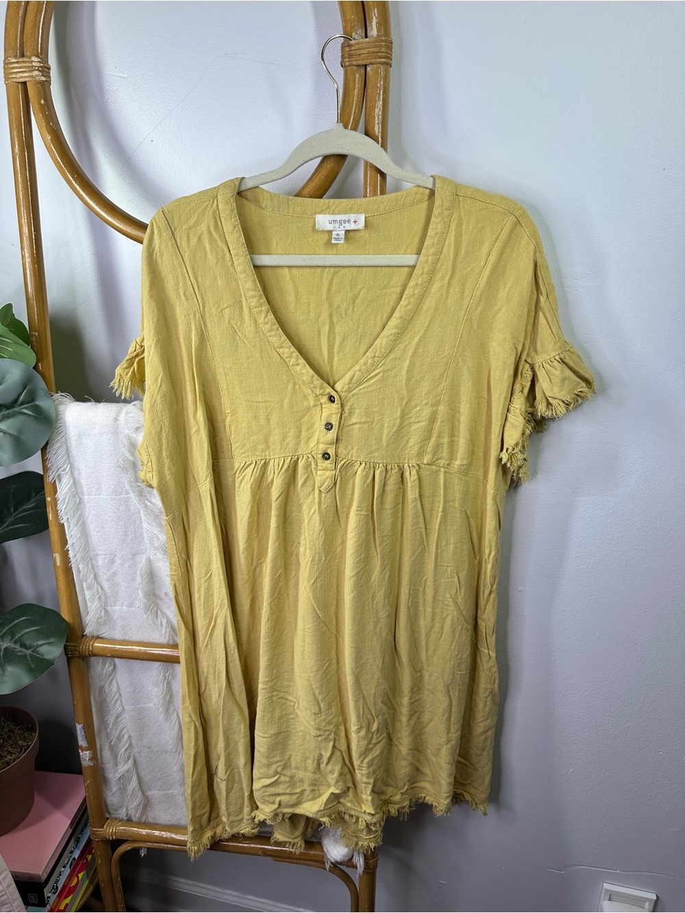 Umgee Yellow Flowy Dress sz XL